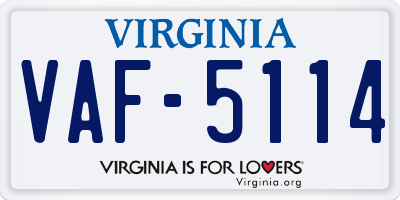VA license plate VAF5114
