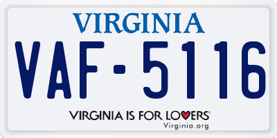 VA license plate VAF5116