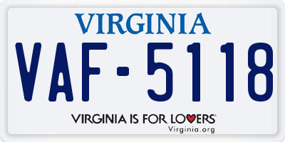 VA license plate VAF5118