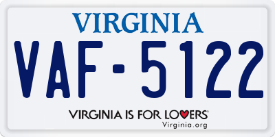 VA license plate VAF5122