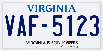 VA license plate VAF5123