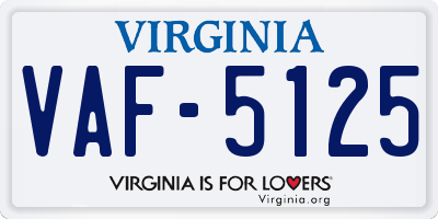 VA license plate VAF5125