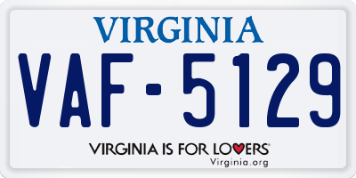 VA license plate VAF5129