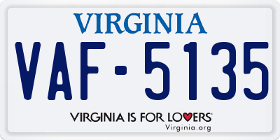VA license plate VAF5135