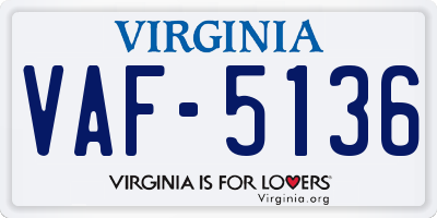 VA license plate VAF5136