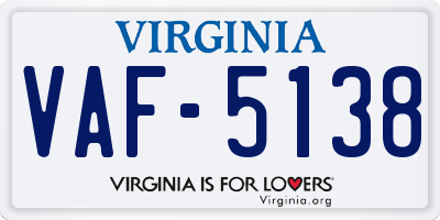 VA license plate VAF5138