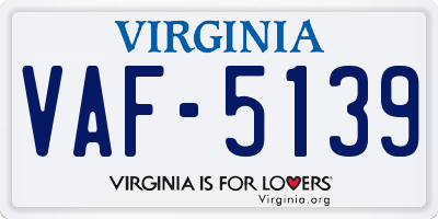 VA license plate VAF5139