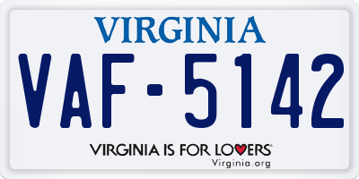 VA license plate VAF5142