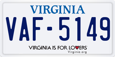 VA license plate VAF5149
