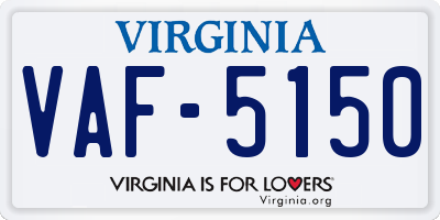 VA license plate VAF5150