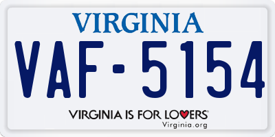 VA license plate VAF5154