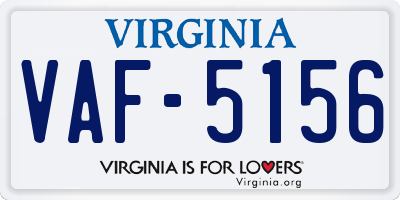 VA license plate VAF5156