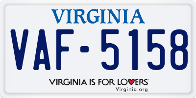 VA license plate VAF5158