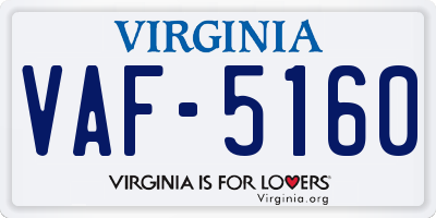 VA license plate VAF5160
