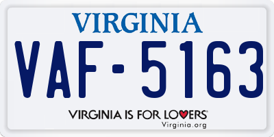 VA license plate VAF5163