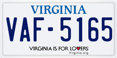VA license plate VAF5165
