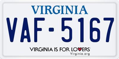 VA license plate VAF5167