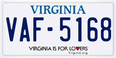 VA license plate VAF5168