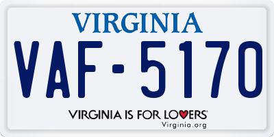 VA license plate VAF5170