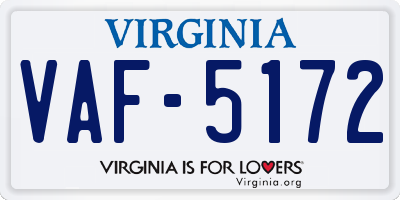 VA license plate VAF5172