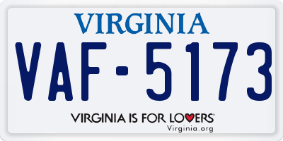VA license plate VAF5173