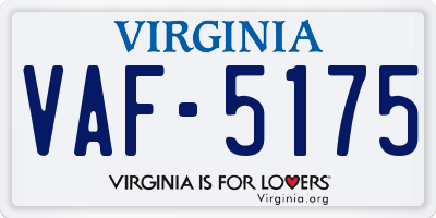 VA license plate VAF5175