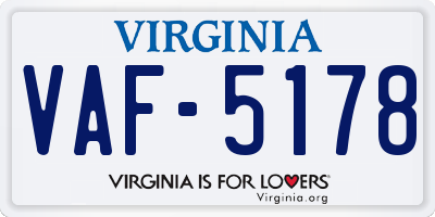 VA license plate VAF5178