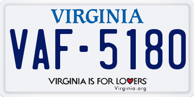 VA license plate VAF5180