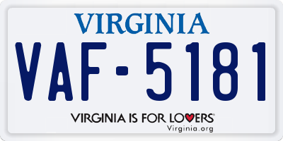 VA license plate VAF5181