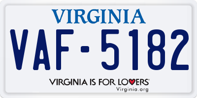 VA license plate VAF5182