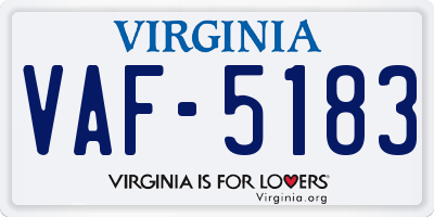 VA license plate VAF5183