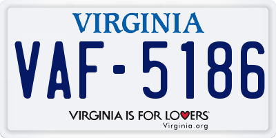 VA license plate VAF5186
