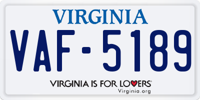 VA license plate VAF5189