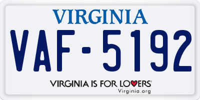 VA license plate VAF5192