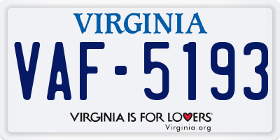 VA license plate VAF5193