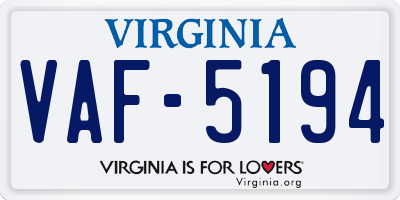 VA license plate VAF5194