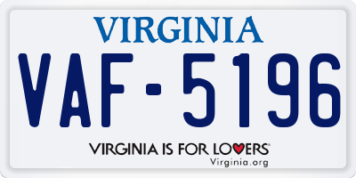 VA license plate VAF5196