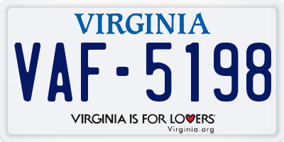 VA license plate VAF5198