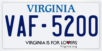 VA license plate VAF5200