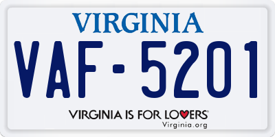 VA license plate VAF5201