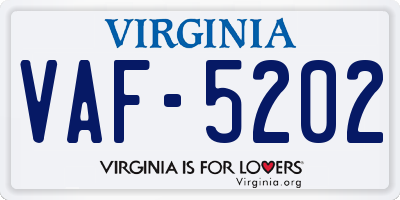 VA license plate VAF5202