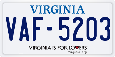 VA license plate VAF5203