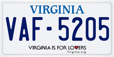VA license plate VAF5205