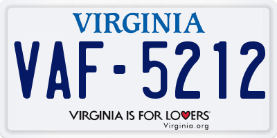 VA license plate VAF5212
