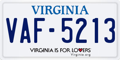 VA license plate VAF5213