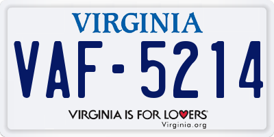 VA license plate VAF5214