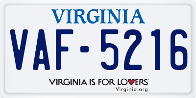VA license plate VAF5216