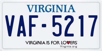 VA license plate VAF5217