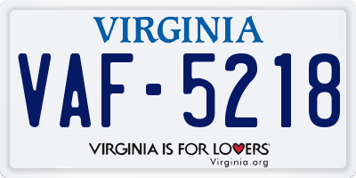 VA license plate VAF5218