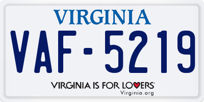 VA license plate VAF5219